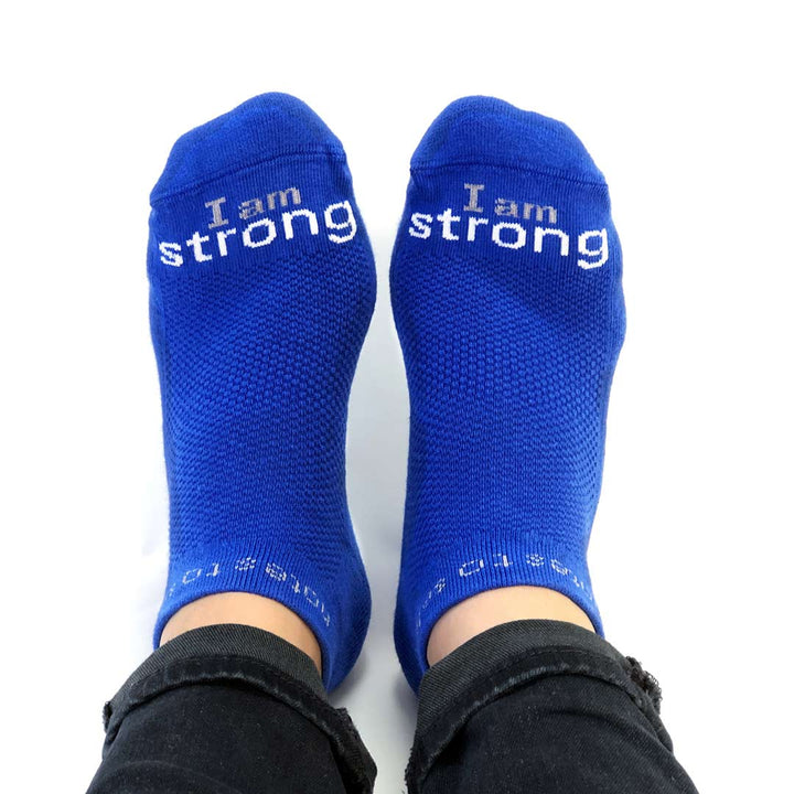 I am strong socks in royal blue