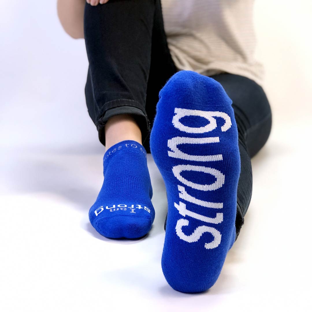 I am strong socks in royal blue