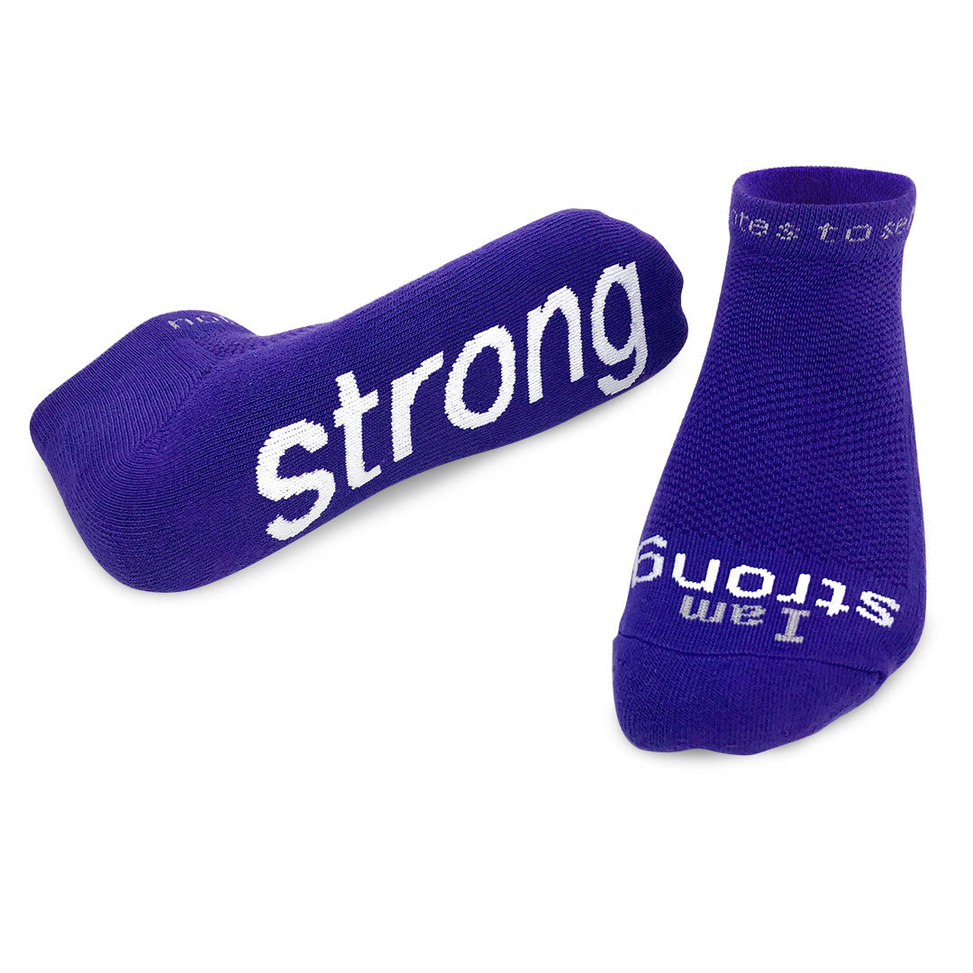 i am strong purple low cut socks
