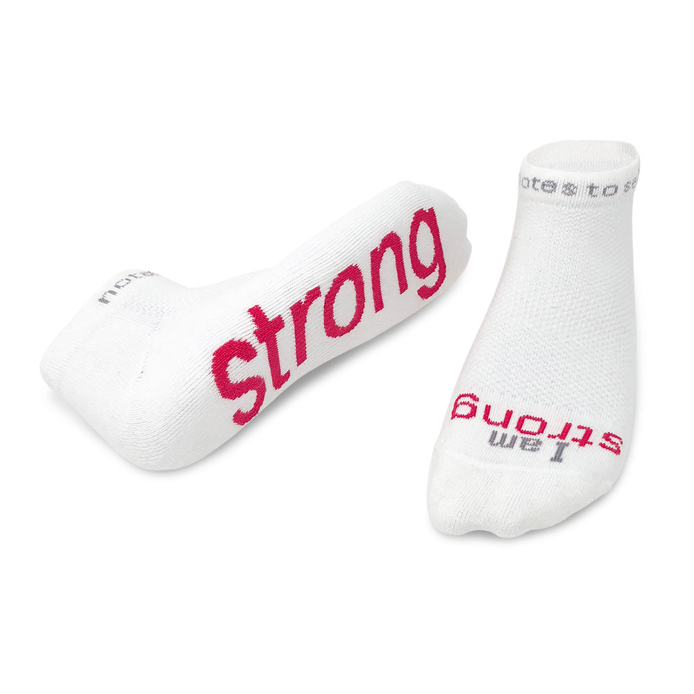 i am strong white socks with inspirational message