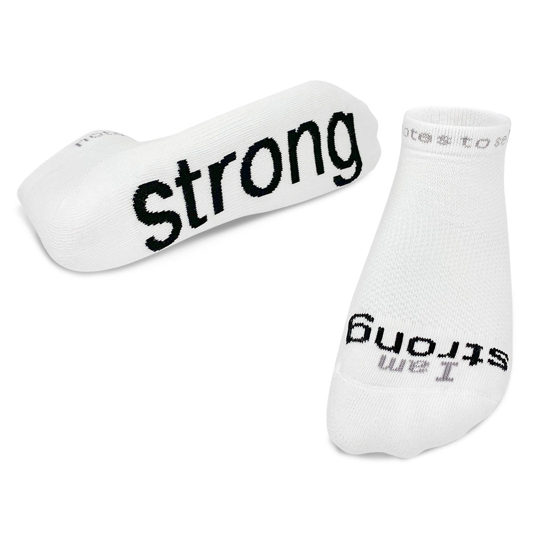 i am strong white socks