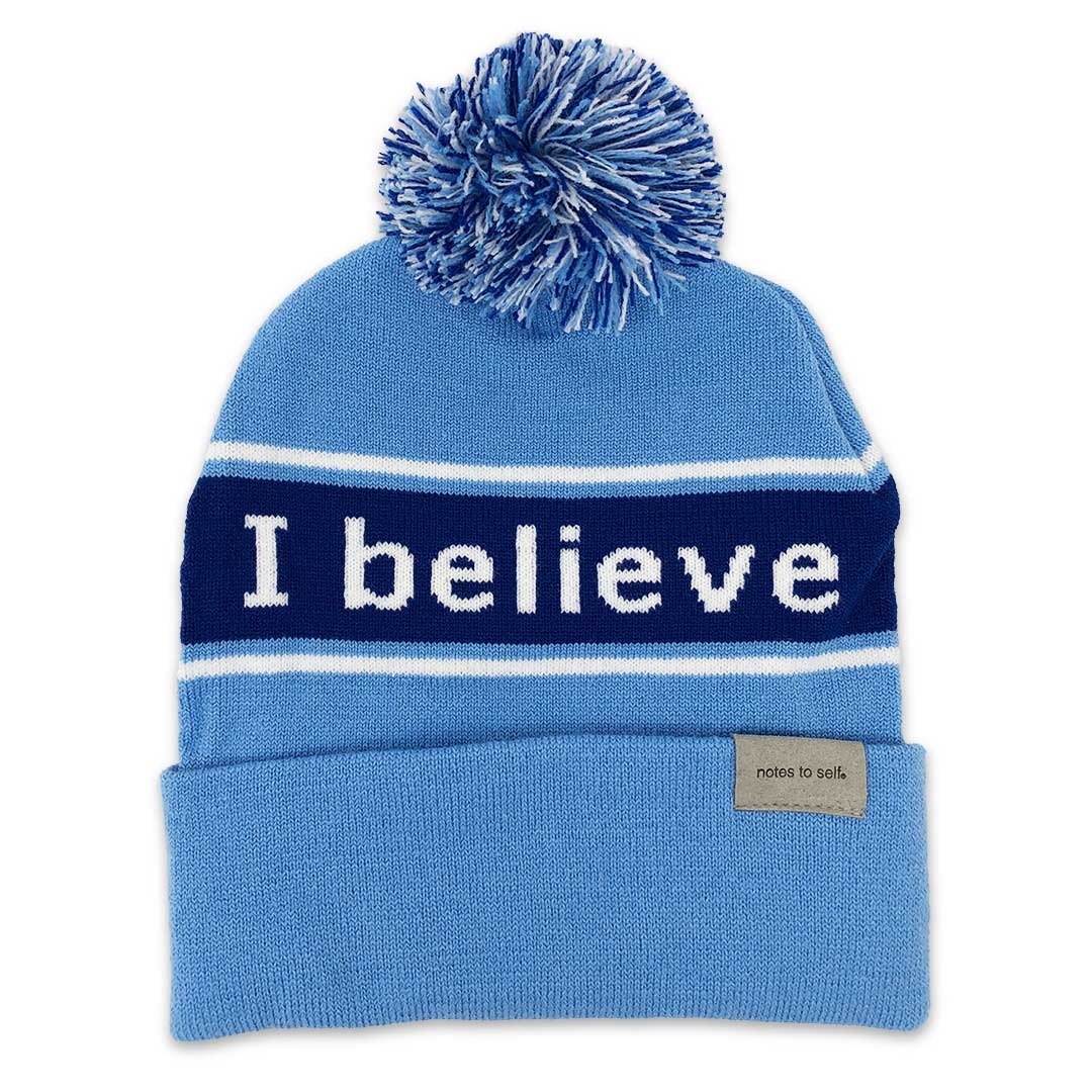 i believe beanie hat with positive affirmation reminder