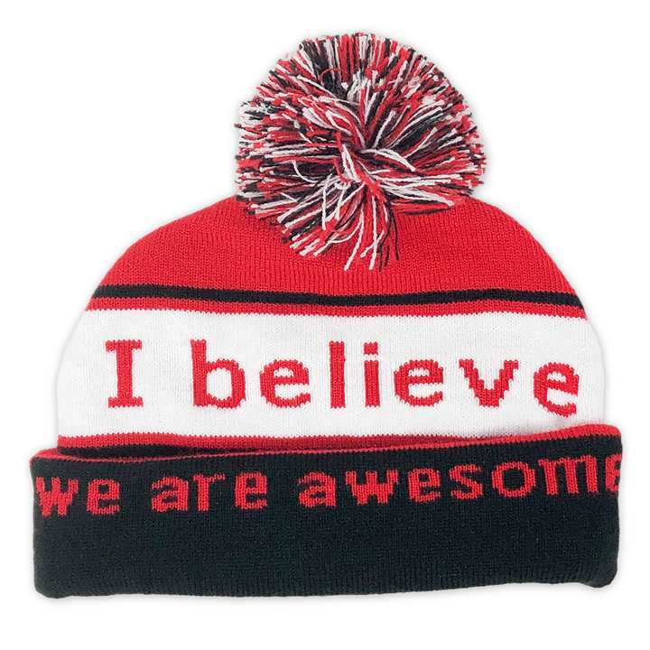 i believe we are awesome beanie with double cuff