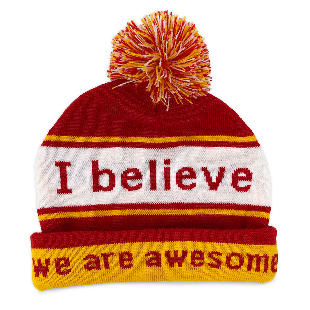 i believe beanie hat with we are awesome positive affirmation inside