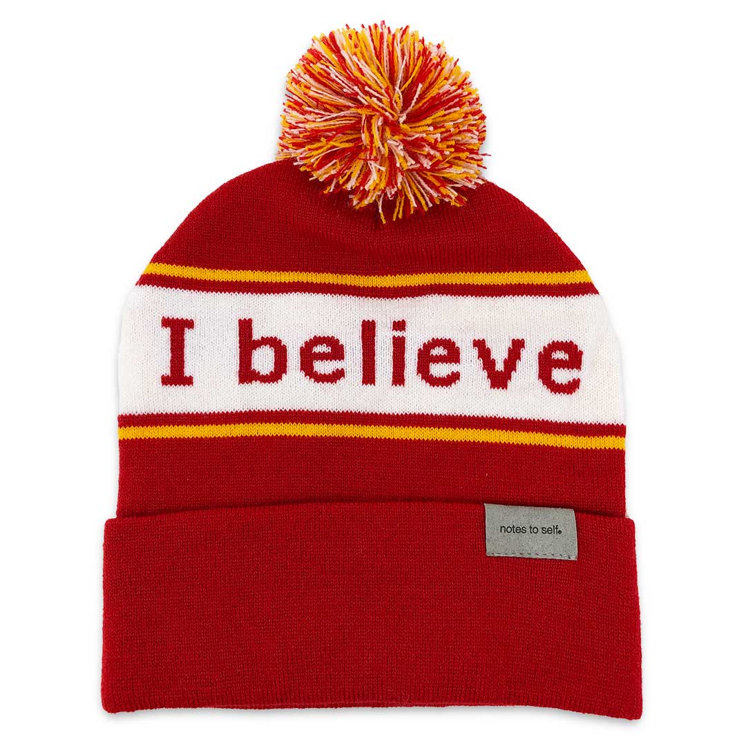 i believe beanie hat with positive affirmation reminder