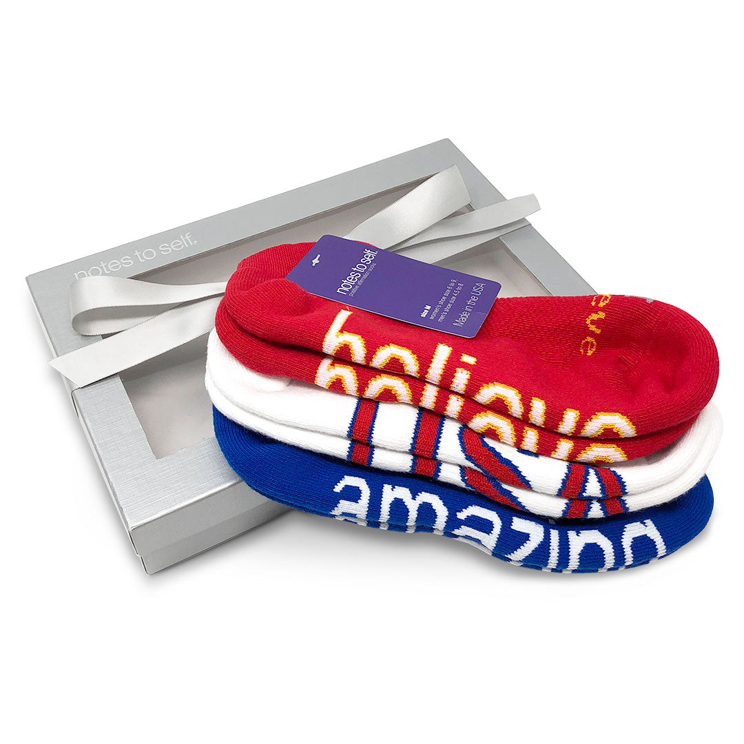 sock gift set i believe socks we are awesome usa socks i am amazing socks in silver box