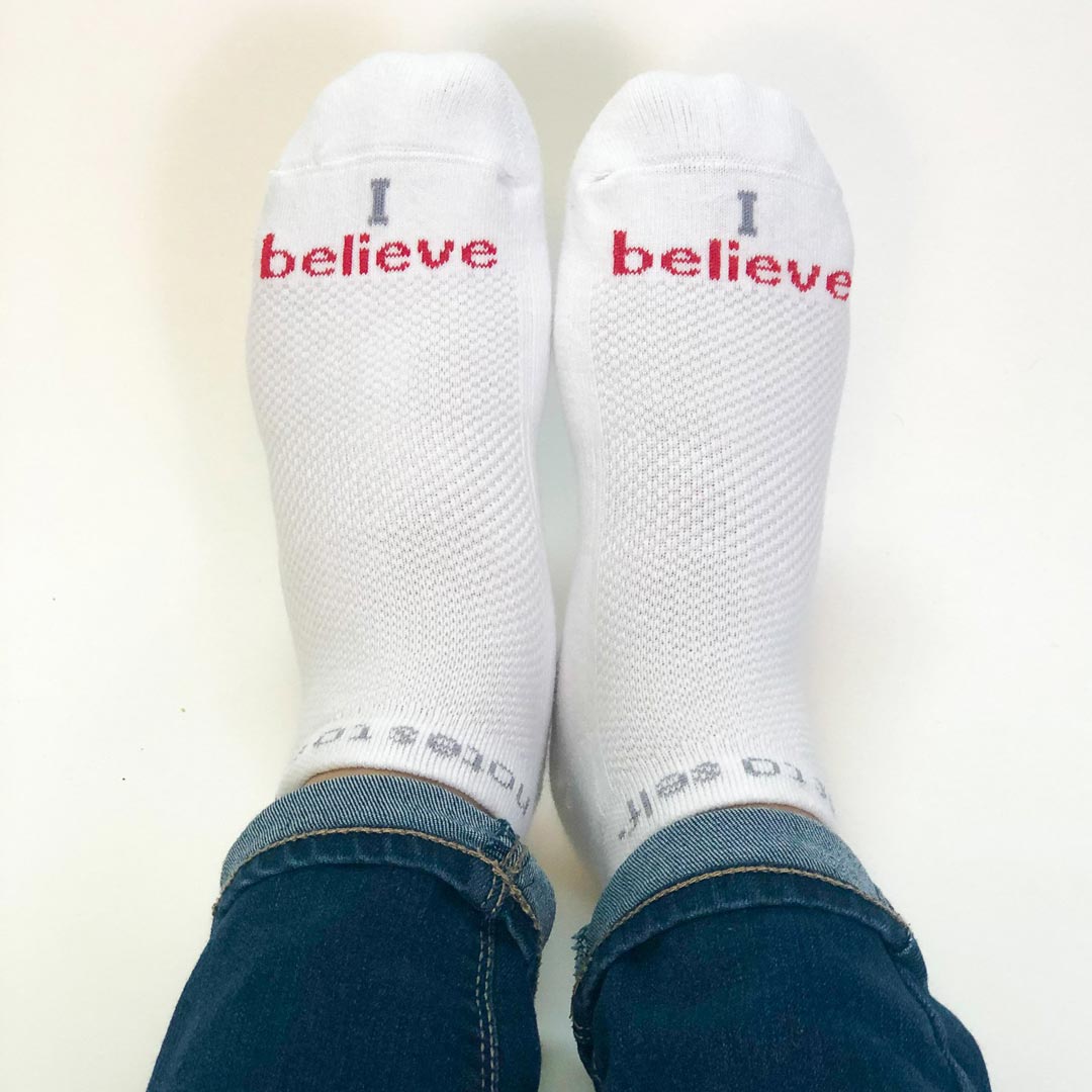 i believe socks with inspirational message