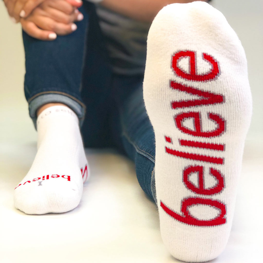 i believe socks with inspirational message