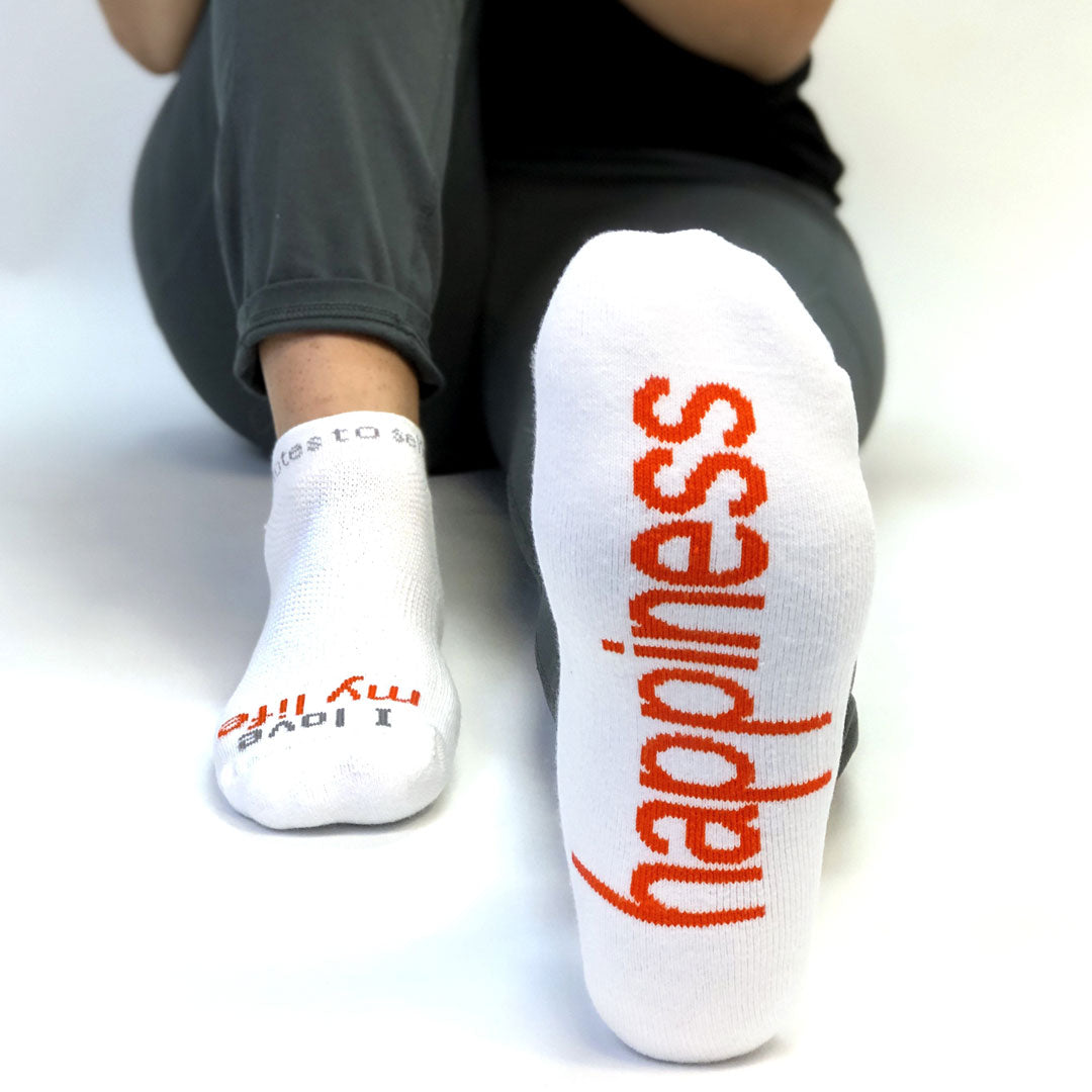I love my life - happiness socks in white