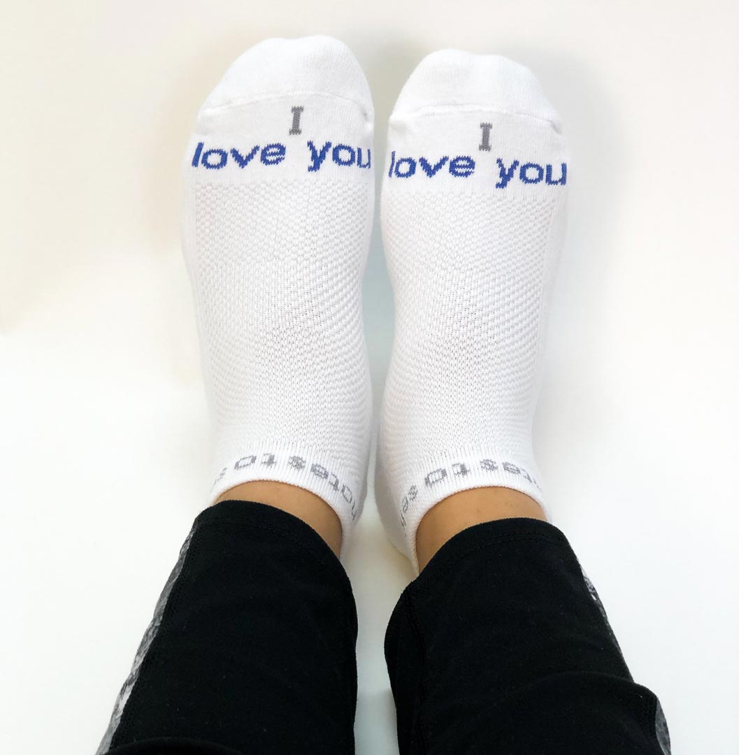 i love you forever white socks with thoughtful message