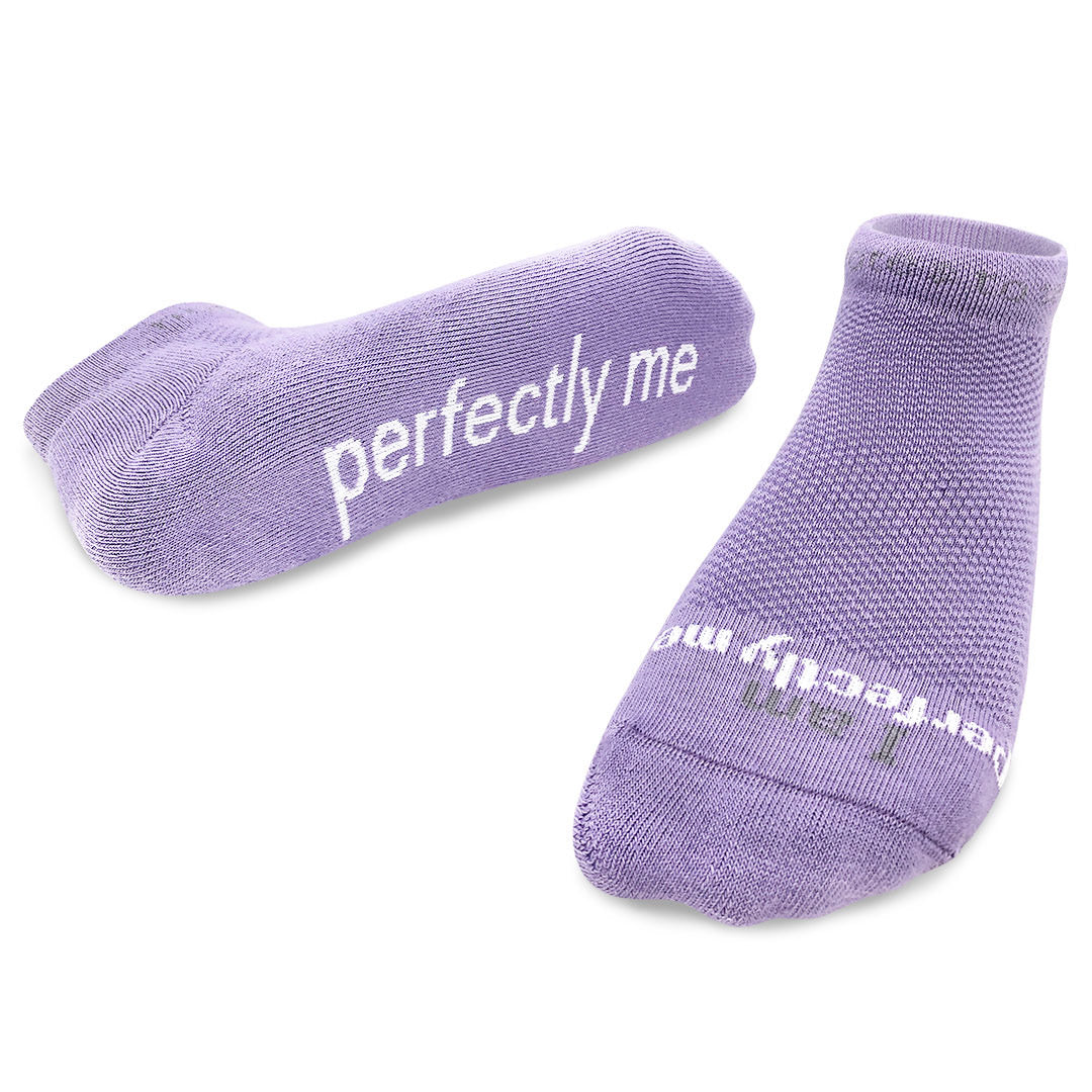I am perfectly me socks in light purple lilac