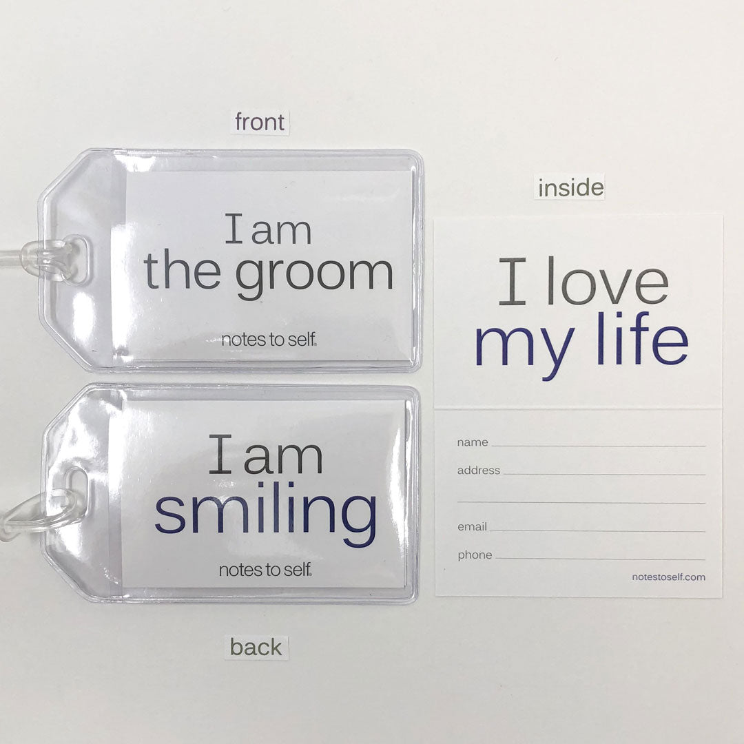 i am the groom and smiling luggage tag