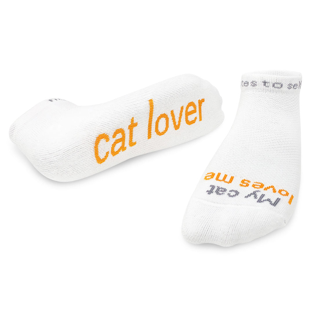 my cat loves me cat lover socks