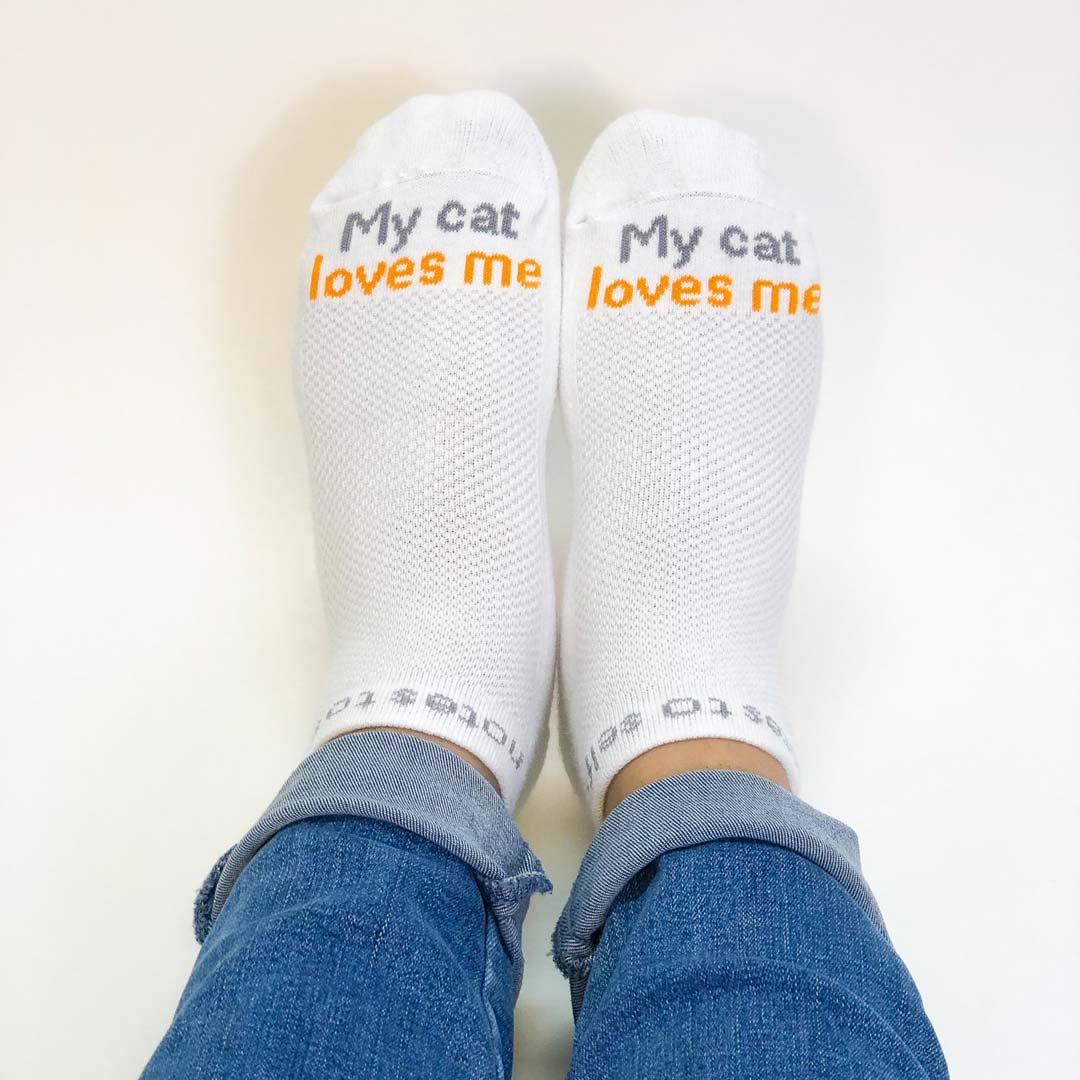 my cat loves me cat lover socks