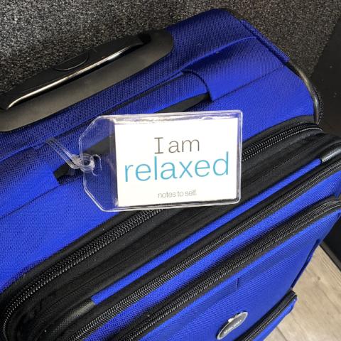 i am a great mom and i am relaxed luggage tag