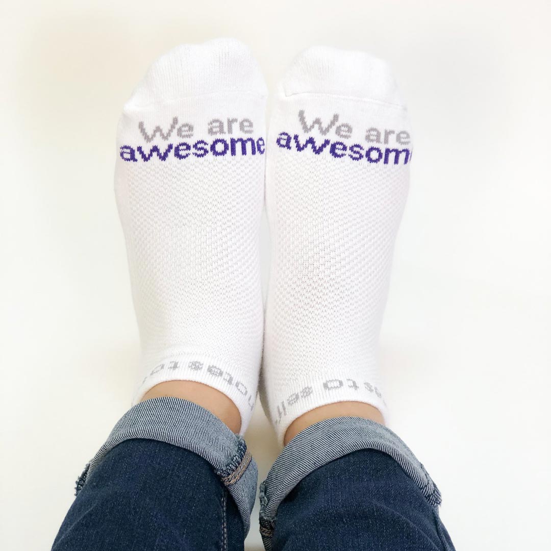 we are awesome k-state purple and white socks