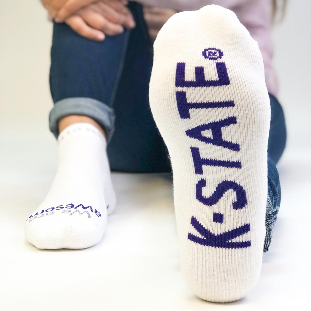 we are awesome k-state purple and white socks